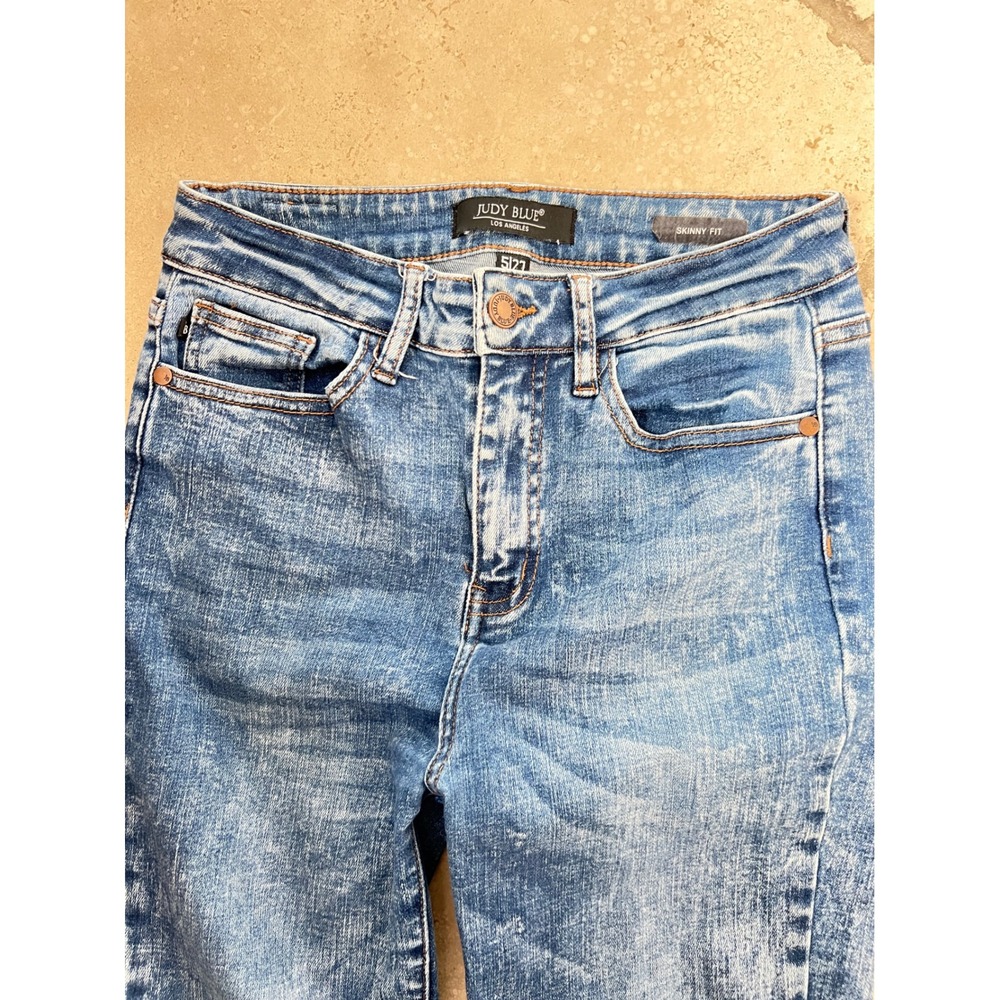 Judy Blue Womens 5/27 Skinny Fit Acid Wash Blue Stretch Jeans JB88158 Retro Boho - Picture 13 of 13